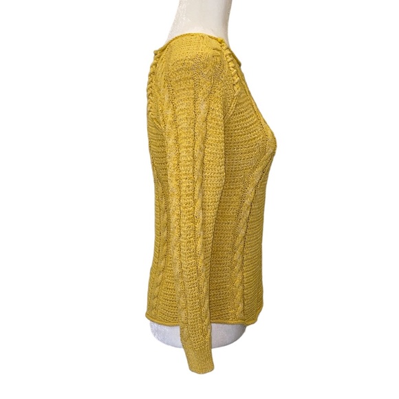 Comptoir Des Cotonnier Yellow Metallic Silver Cable Knit Sweater - S - Picture 4 of 11